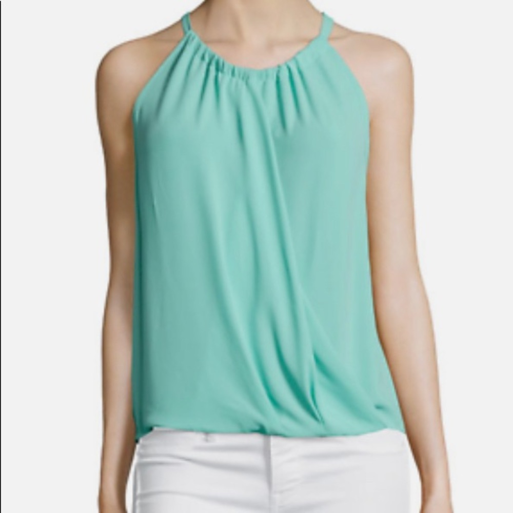 NWT BCBGMAXAZRIA Women's Cristine Wrap-Front Halter Top